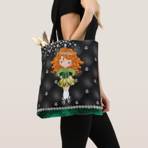 Bolsa Tote Dança Irlandesa Vermelha Personalizada Verde, Pre