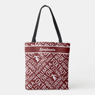 Bolsa Tote Dança Personalizada Burgundy Ballroom