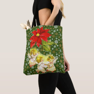 Bolsa Tote Dançando Anjos de Bebê com Flocos de Neve