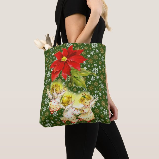 Bolsa Tote Dançando Anjos de Bebê com Flocos de Neve (Close Up)