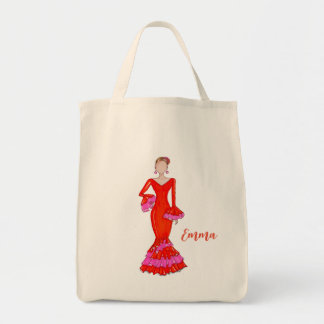 Bolsa Tote Dançarina de Flamenco com saco de roupas laranja