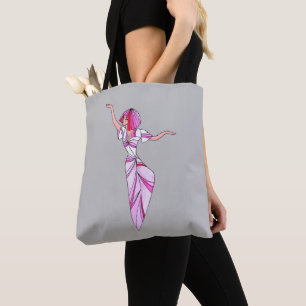 Bolsa Tote Dançarina rosa-escura com cabelo cor-de-rosa