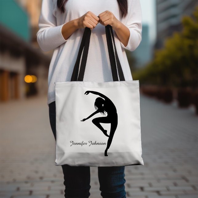 Bolsa Tote Dançarino moderno Silhouette Dance Preto e Branco (Criador carregado)