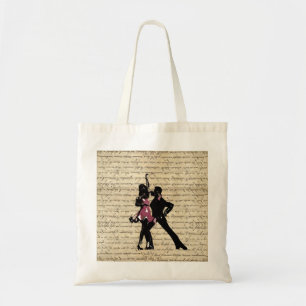 Bolsa Tote Dançarinos do salão de baile no papel do vintage