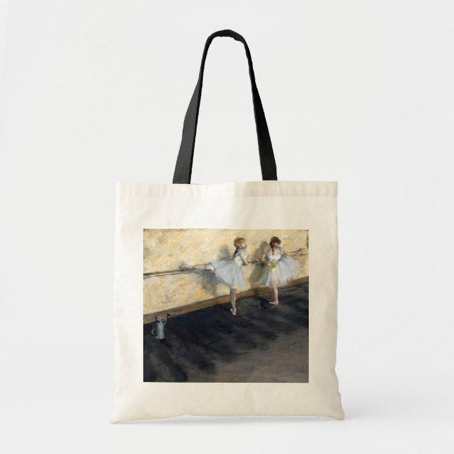 Bolsa Tote Dançarinos Praticando no Barre, Edgar Degas (Frente)