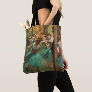 Bolsa Tote Dançarinos, rosa e verde por Degas, Arte
