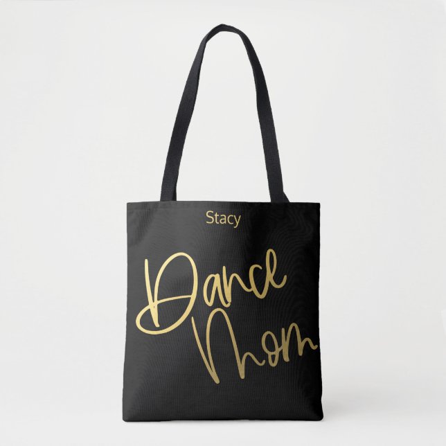Bolsa Tote Dance Mãe Dourada e Fofo Preto Personalizado (Frente)