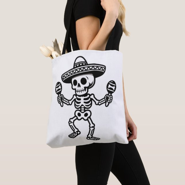 Bolsa Tote Dancing Mexican Skeleton (Close Up)
