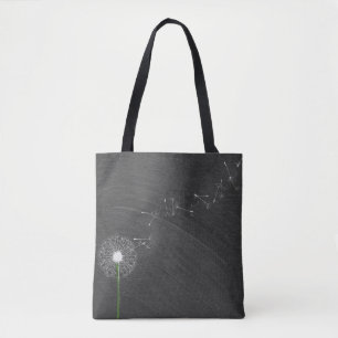 Bolsa Tote dandelion branco sobre fundo do quadro