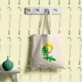 Bolsa Tote Dandelion em aquarela com a sua inicial.