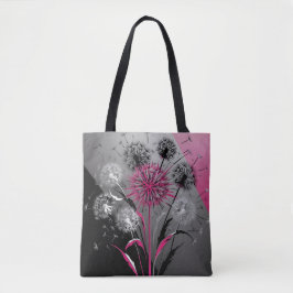Bolsa Tote Dandelions Rosa, Branco e Preto
