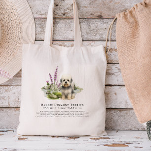 Bolsa Tote Dandie Dinmont Citação de Raça de Cachorro em Aq