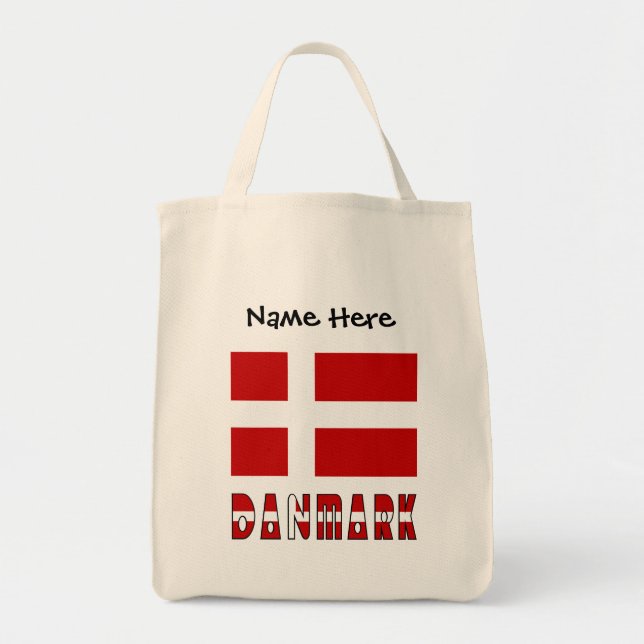 Bolsa Tote Danmark e Bandeira Dinamarquesa Personalizados  (Frente)