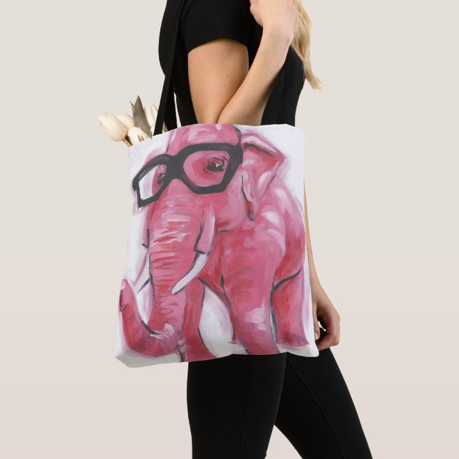 Bolsa Tote Dapper | Elefante Rosa Em Óculos (Close Up)