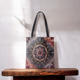 Bolsa Tote Dark Romance Burgundy Art Deco Floral Summer