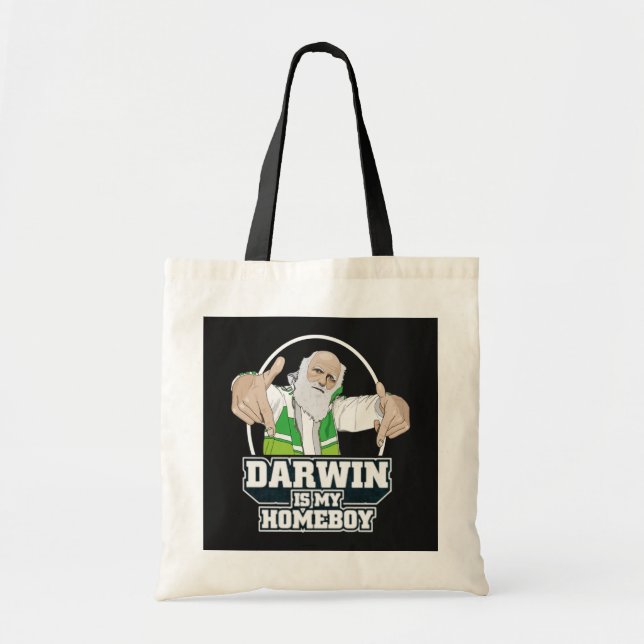 Bolsa Tote Darwin é meu ficar em casa (a cor completa) (Frente)