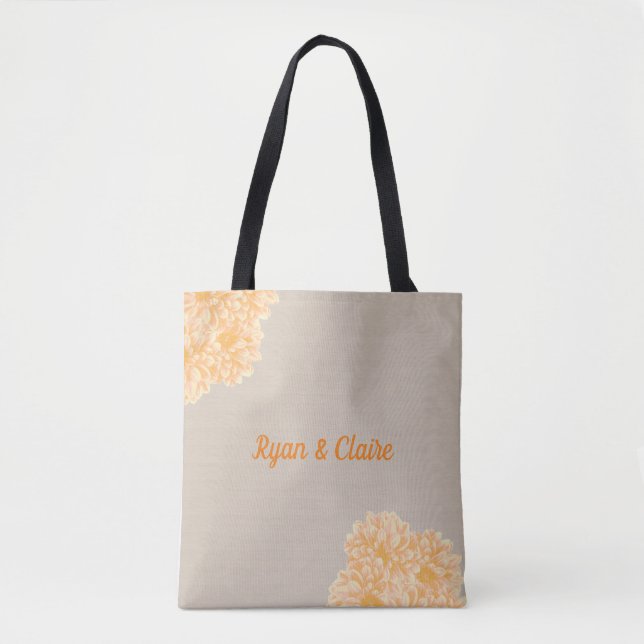 Bolsa Tote Data conhecida feita sob encomenda do casamento de (Frente)