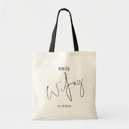 Bolsa Tote Data de Casamento do Nome de Wifey do Script Moder