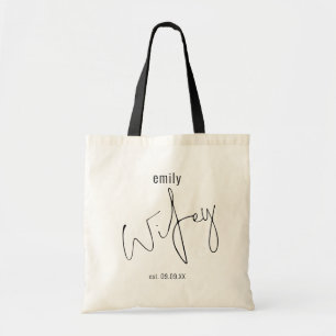 Bolsa Tote Data de Casamento do Nome de Wifey do Script Moder