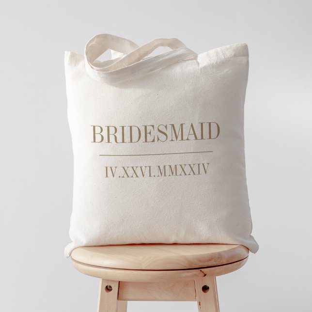 Bolsa Tote Data Numérica Romana Partido Bridal Bridesmaid (Criador carregado)