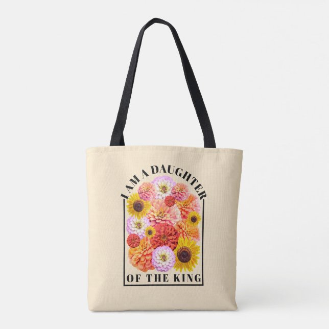 Bolsa Tote Daughter of The King Bible Verse Wildflower Faith (Verso)