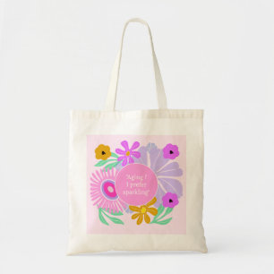 Bolsa tote de aniversário floral rosa quote idade