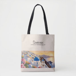 Bolsa Tote de Aquarela de Santorini - Beleza Atemp