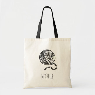 Bolsa Tote de Bola de Fio Com Nome Personalizado