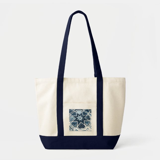 Bolsa Tote de Bolso Azul Hearts Canvas (Frente)