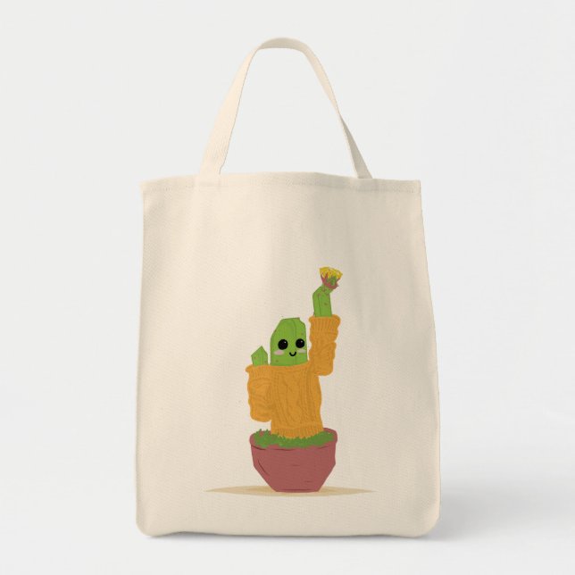 Bolsa Tote de Cacto Fofo com Suéter (Frente)