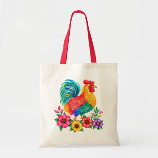 Bolsa Tote De Colores Aquarela Galo Floral