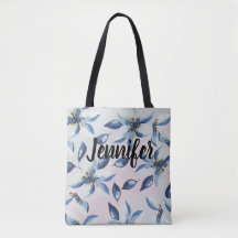 Bolsa tote de cor fria floral para uso diário