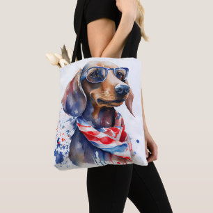 BOLSA TOTE DE DACHSHUND DO DIA DA INDEPENDÊNCIA