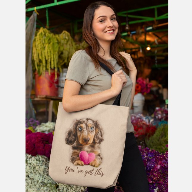Bolsa Tote de Dachshund Fofa Você Consegue Fazer I (Criador carregado)