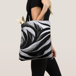 Bolsa Tote de Design Abstrato Preto e Branco na Mo