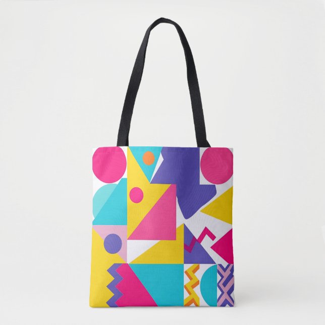 Bolsa Tote de Design Geométrico Colorido (Frente)