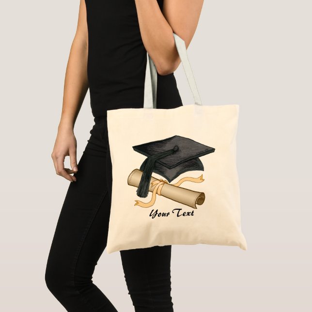 Bolsa tote de diploma de boné de formatura (Frente (produto))