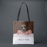 Bolsa Tote de dois lados com foto personalizada de<br><div class="desc">Crie seu próprio modelo de tote com foto em dois lados com um modelo de imagem sem bordas. Envie facilmente suas próprias fotos com seu personagem e assuntos favoritos. Adicione uma foto na frente e no verso. Elas podem ser iguais ou diferentes.</div>