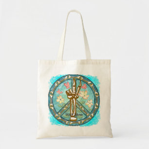 Bolsa tote de esqueleto de mão da paz