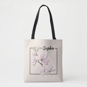 Bolsa Tote de Flor de Magnólia em Aquarela Persona