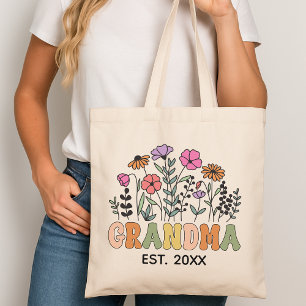 Bolsa Tote de Flores Personalizadas para Avó, Pres