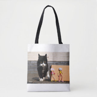 Bolsa Tote De Fubby's verstoppen zich voor de kat Ping.