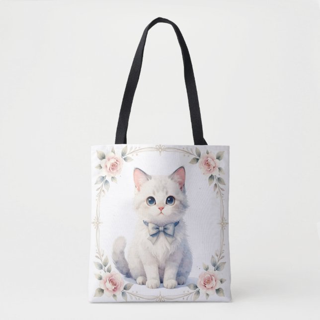 bolsa tote de gato fofo (Frente)