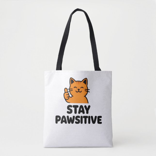 bolsa tote de gato Ginger fique pawsitivo (Frente)