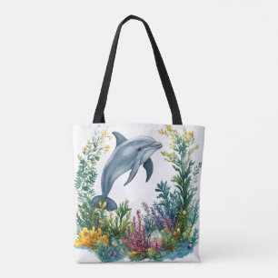 Bolsa Tote de Golfinho em Aquarela Bonita