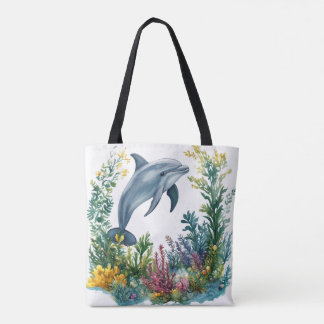 Bolsa Tote de Golfinho em Aquarela Bonita