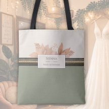 Bolsa Tote de Honra da Noiva Botânica Sage Boho da