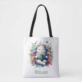 Bolsa tote de leitura de gato “Relax”