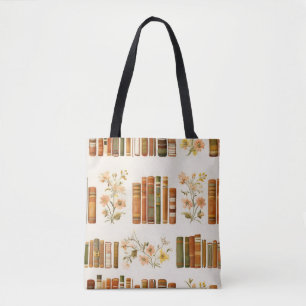 Bolsa Tote de Livro Floral Vintage   Estética de B