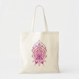 Bolsa Tote de Lona com Mandala Floral Rosa Bo Es